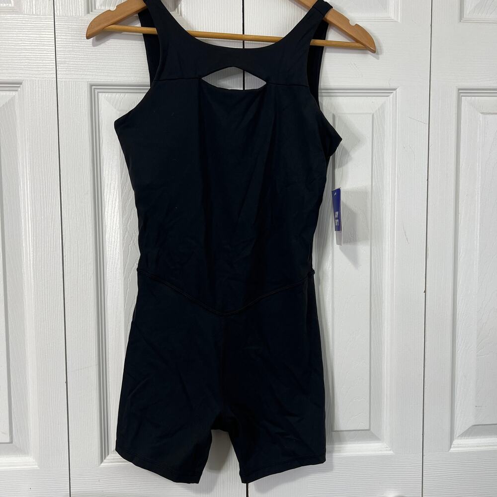 JoyLab Women's Strappy Back Short Active Bodysuit Black SZ S